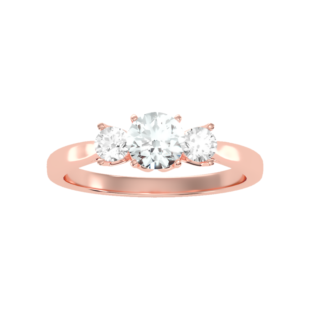 Ebullience Three Stone Diamond Engagement Ring In 925 Sterling Silver - Two