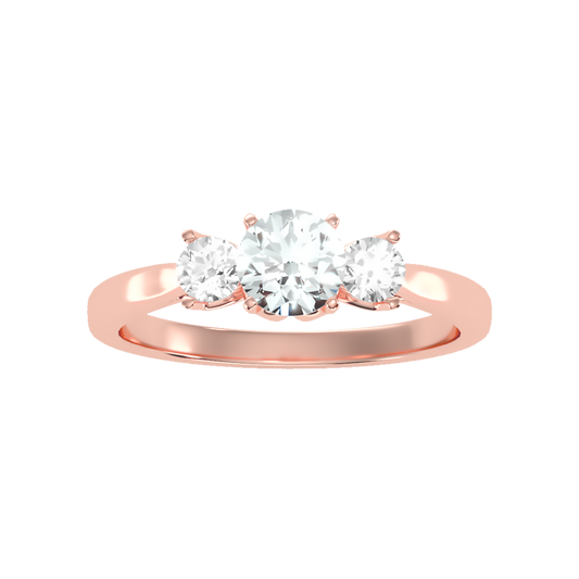 Ebullience Three Stone Diamond Engagement Ring In 925 Sterling Silver - Two