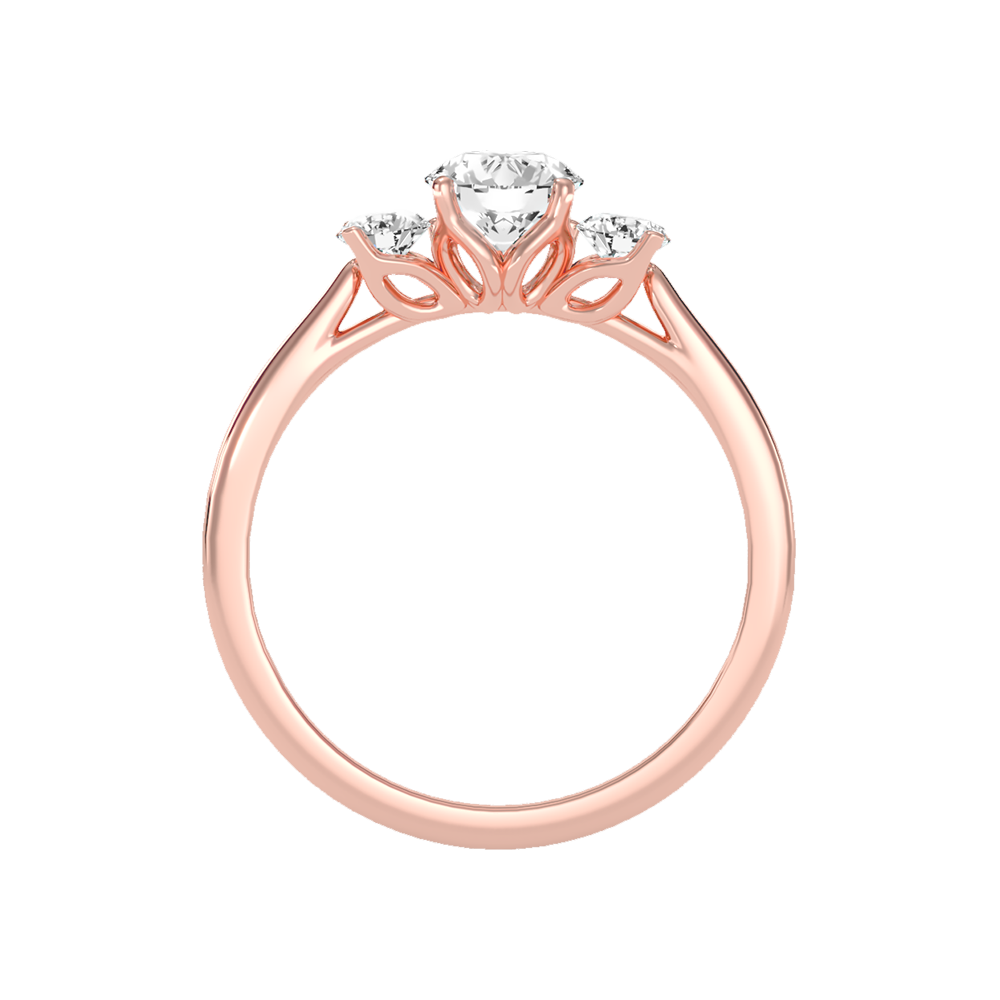 Ebullience Three Stone Diamond Engagement Ring In 925 Sterling Silver - Four