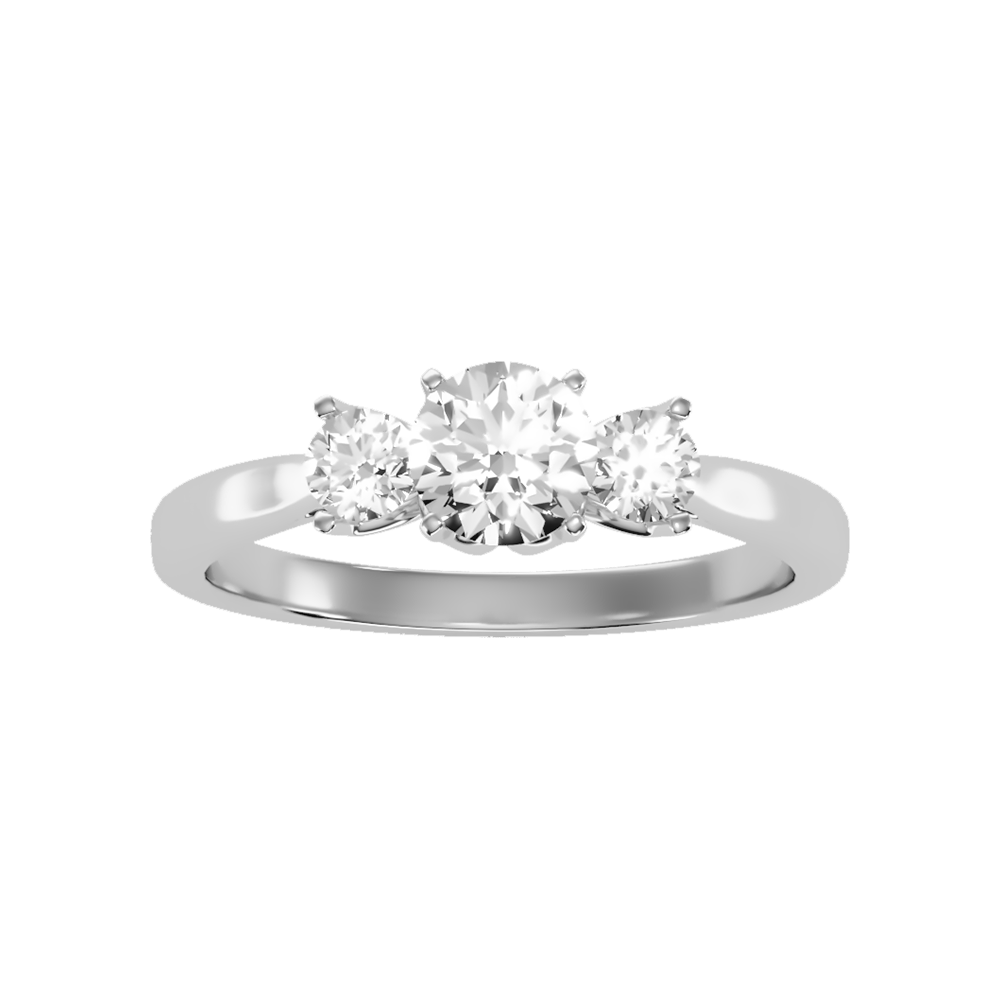 Ebullience Three Stone Diamond Engagement Ring In 925 Sterling Silver - Six