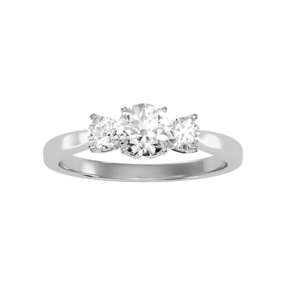 Ebullience Three Stone Diamond Engagement Ring In 925 Sterling Silver - Six