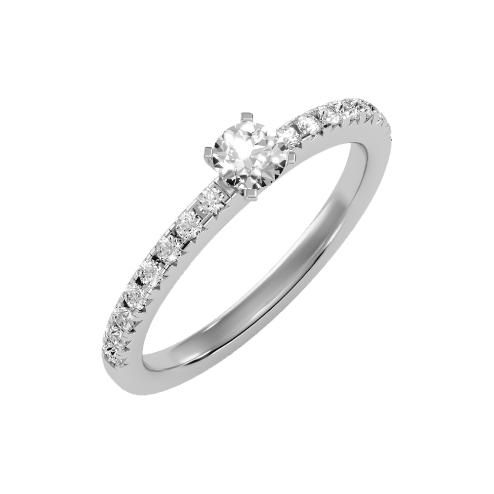 Eccentric Solitaire Ring In 925 Sterling Silver - Five
