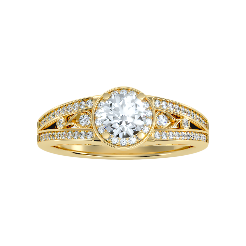 Ecstatic Halo Diamond Ring In 925 Sterling Silver - Ten