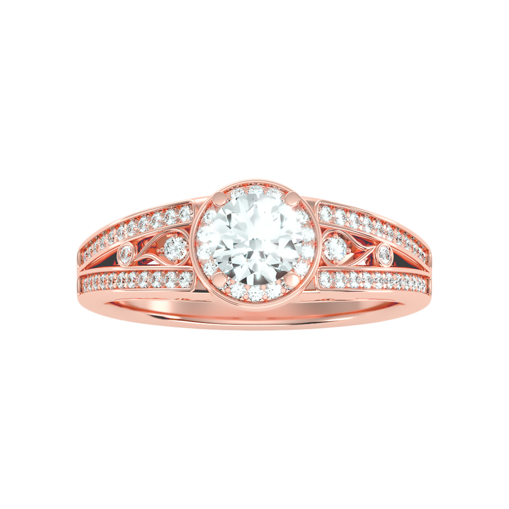 Ecstatic Halo Diamond Ring In 925 Sterling Silver - Two