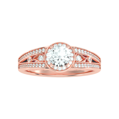 Ecstatic Halo Diamond Ring In 925 Sterling Silver - Two