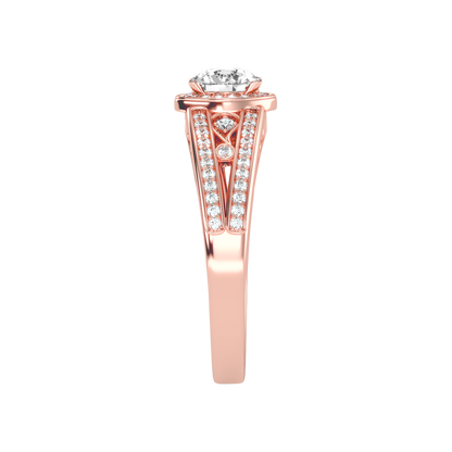 Ecstatic Halo Diamond Ring In 925 Sterling Silver - Three