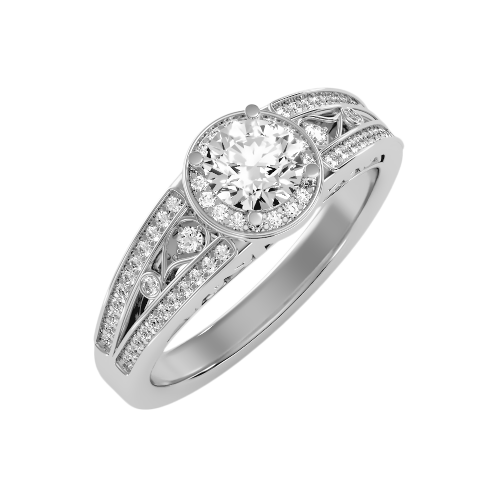 Ecstatic Halo Diamond Ring - Five
