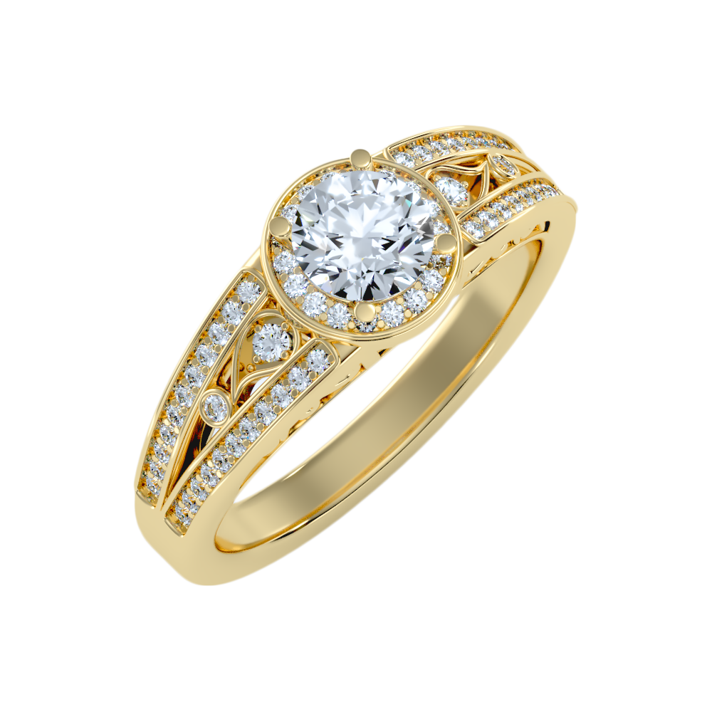 Ecstatic Halo Diamond Ring In 925 Sterling Silver - Nine