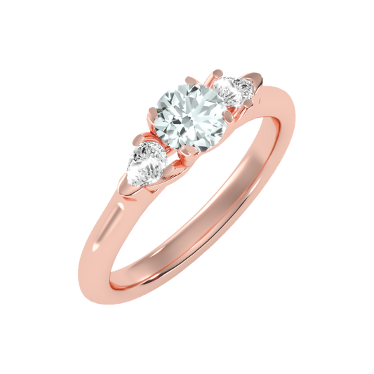 Effer Three Stone Diamond Engagement Ring In 925 Sterling Silver - One