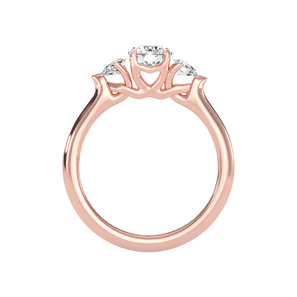 Effer Three Stone Diamond Engagement Ring In 925 Sterling Silver - Four