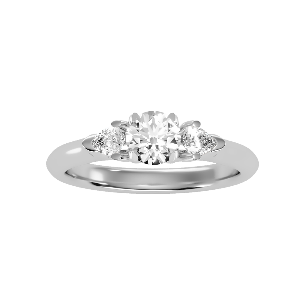 Effer Three Stone Diamond Engagement Ring In 925 Sterling Silver - Six