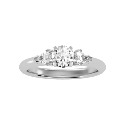 Effer Three Stone Diamond Engagement Ring In 925 Sterling Silver - Six