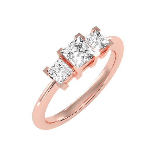 Effulgent Tri Stone Ring In 925 Sterling Silver - One