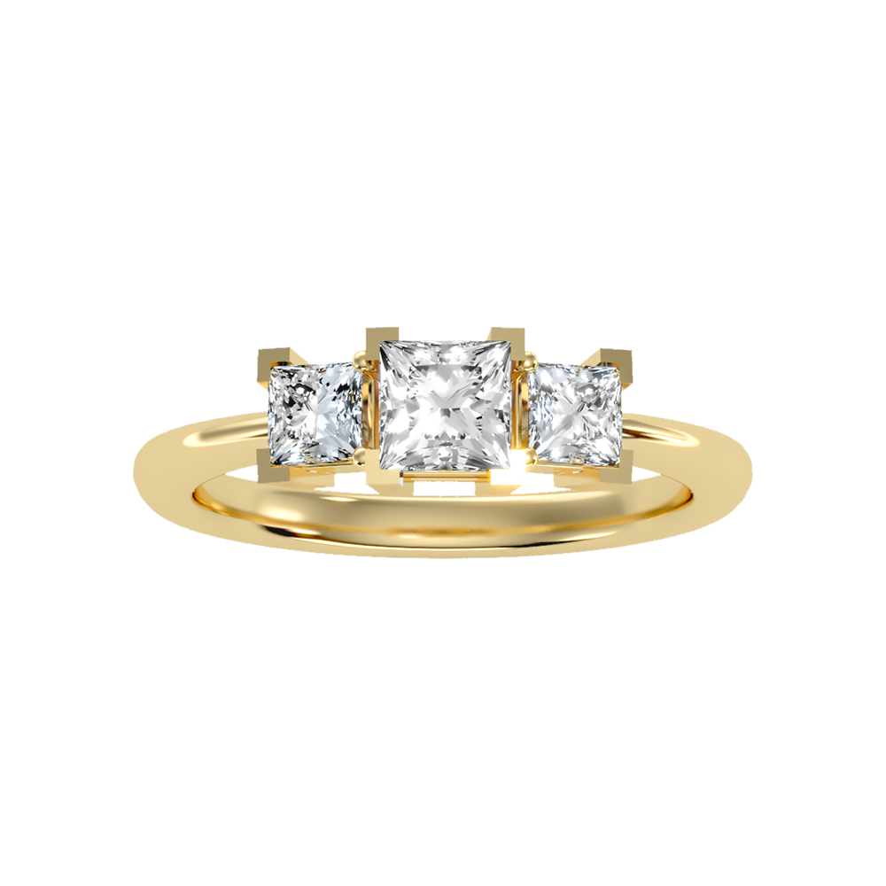 Effulgent Tri Stone Ring In 925 Sterling Silver - Ten
