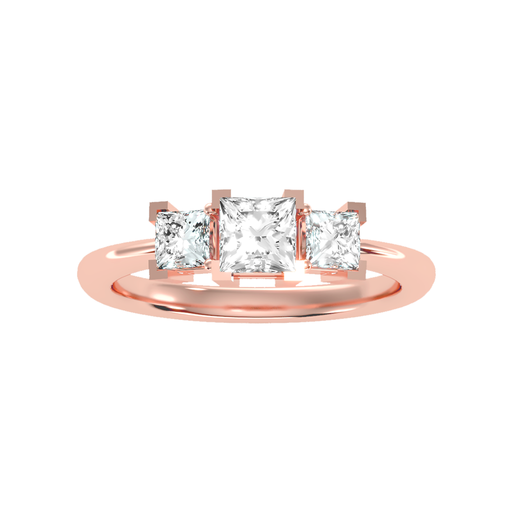 Effulgent Tri Stone Ring In 925 Sterling Silver - Two