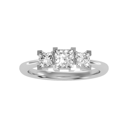 Effulgent Tri Stone Ring In 925 Sterling Silver - Six