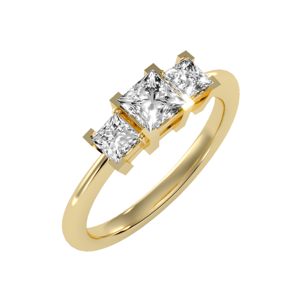 Effulgent Tri Stone Ring In 925 Sterling Silver - Nine