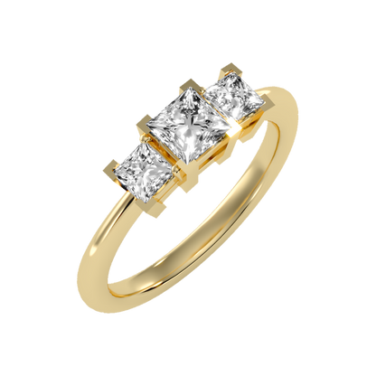 Effulgent Tri Stone Ring In 925 Sterling Silver - Nine