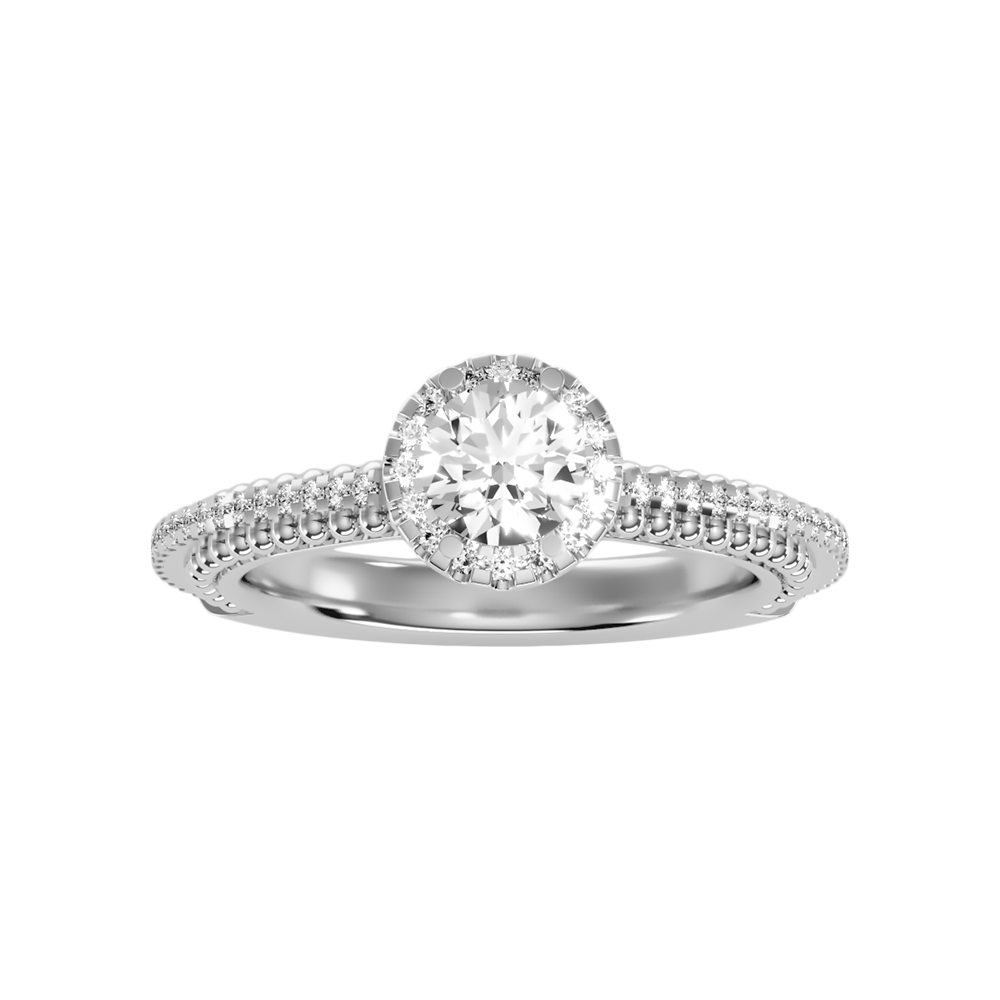 Effusive Halo Diamond Ring In 925 Sterling Silver - Six