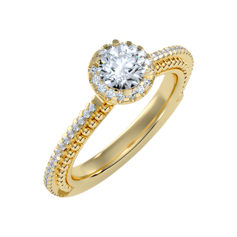 Effusive Halo Diamond Ring In 925 Sterling Silver - Nine