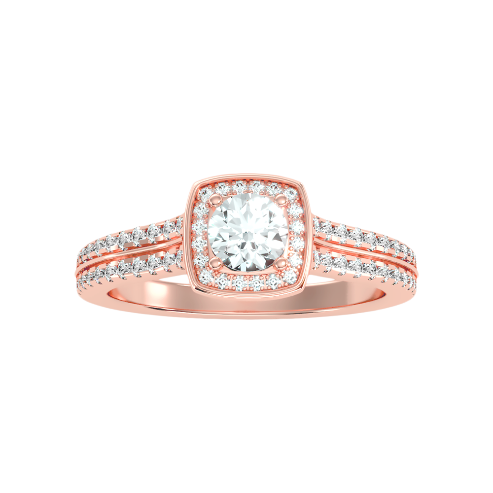 Elated Halo Ring In 925 Sterling Silver - Three