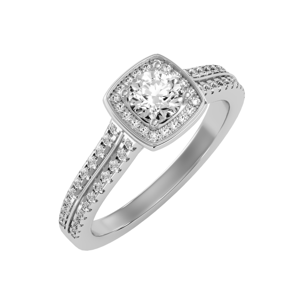 Elated Halo Ring In 925 Sterling Silver - Five