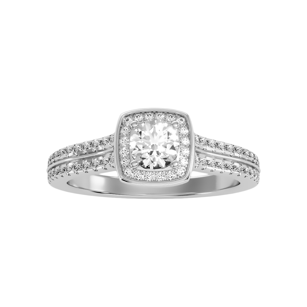 Elated Halo Ring In 925 Sterling Silver - Six