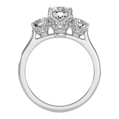 Elegance Three Round Diamond Shaped Ring In 925 Sterling Silver - One