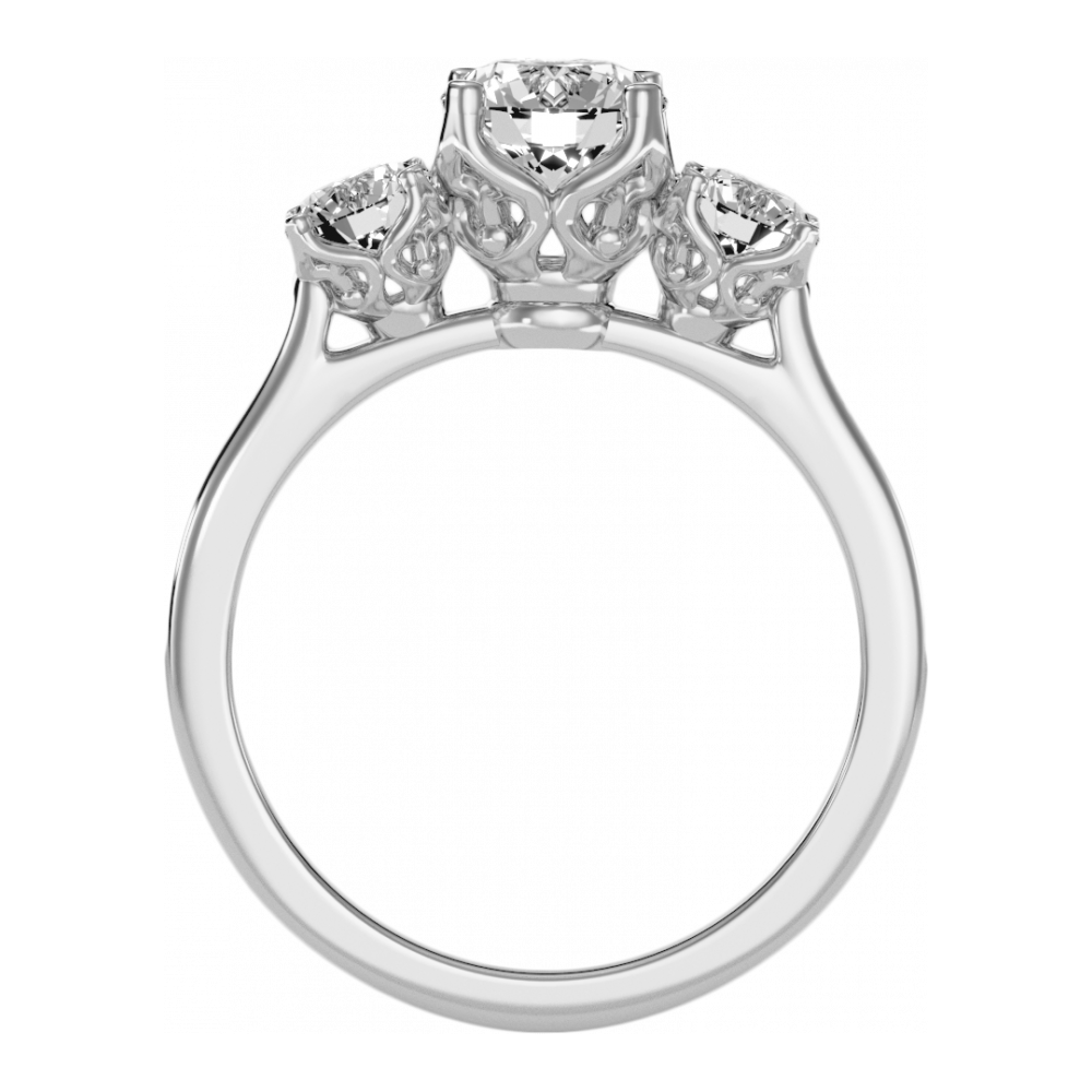 Elegance Three Round Diamond Shaped Ring - One