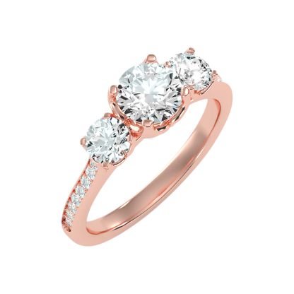 Elegance Three Round Diamond Shaped Ring - Ten