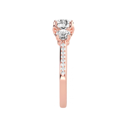 Elegance Three Round Diamond Shaped Ring - Eleven