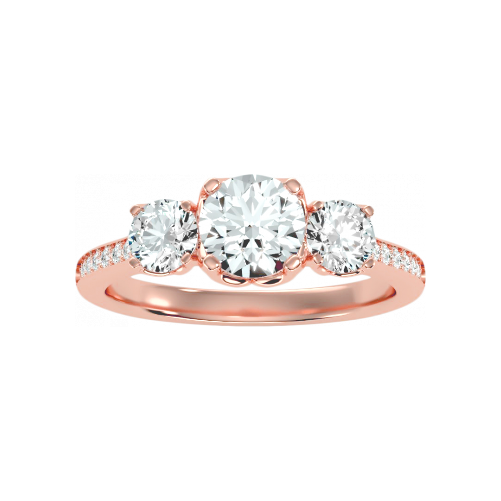 Elegance Three Round Diamond Shaped Ring In 925 Sterling Silver - Twelve