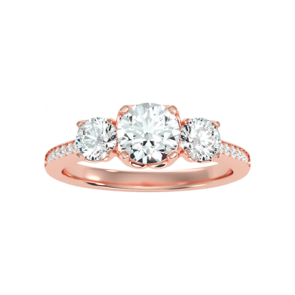Elegance Three Round Diamond Shaped Ring - Twelve