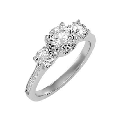 Elegance Three Round Diamond Shaped Ring In 925 Sterling Silver - Two