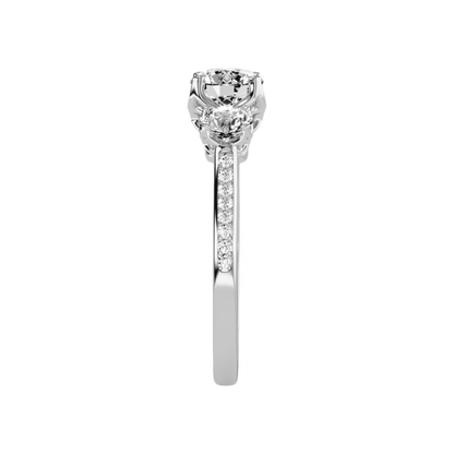 Elegance Three Round Diamond Shaped Ring - Three