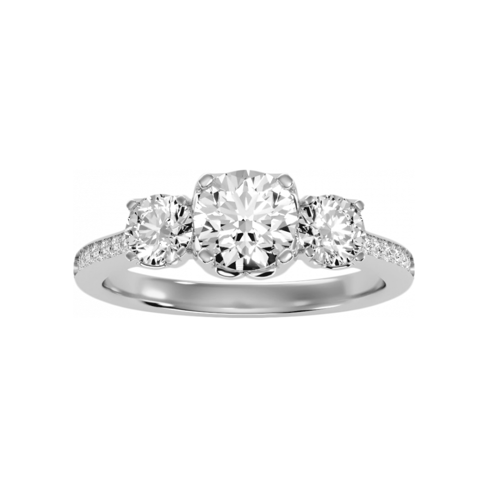 Elegance Three Round Diamond Shaped Ring - Four