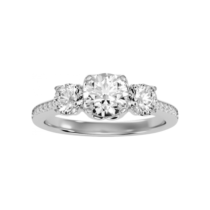 Elegance Three Round Diamond Shaped Ring In 925 Sterling Silver - Four