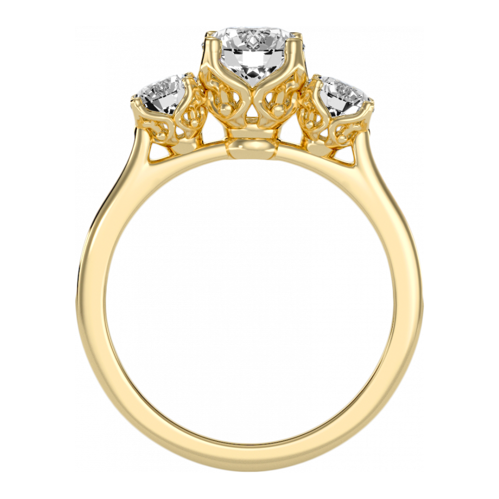 Elegance Three Round Diamond Shaped Ring In 925 Sterling Silver - Five