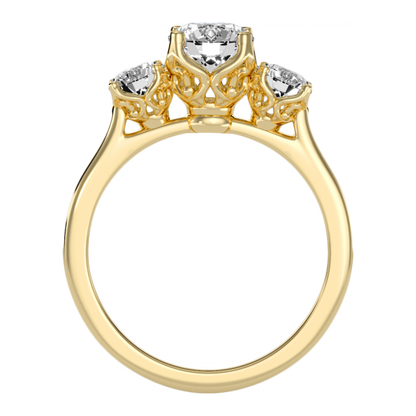Elegance Three Round Diamond Shaped Ring In 925 Sterling Silver - Five