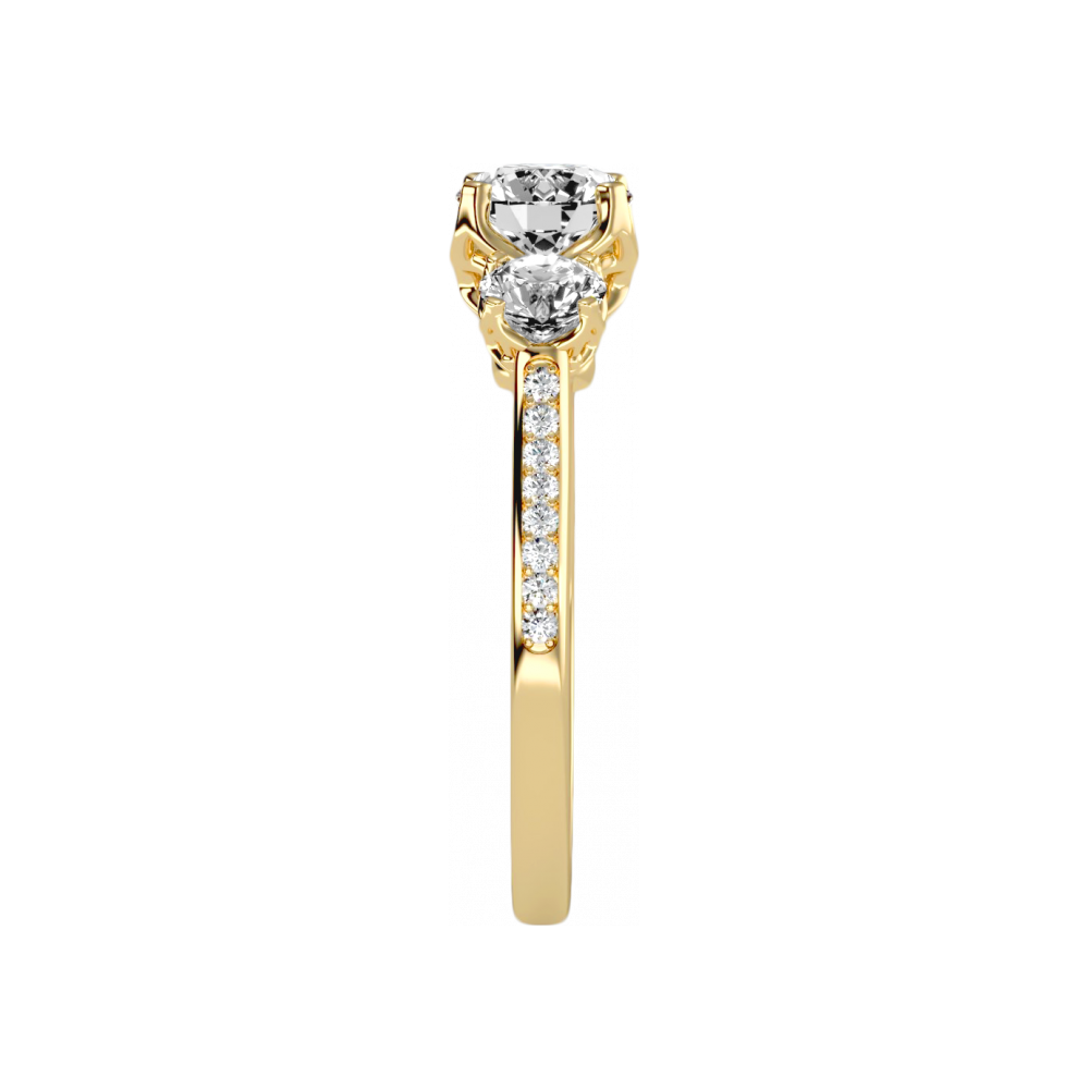 Elegance Three Round Diamond Shaped Ring In 925 Sterling Silver - Seven