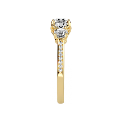 Elegance Three Round Diamond Shaped Ring In 925 Sterling Silver - Seven