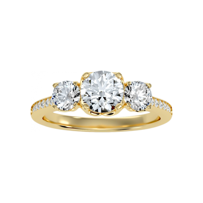 Elegance Three Round Diamond Shaped Ring - Eight