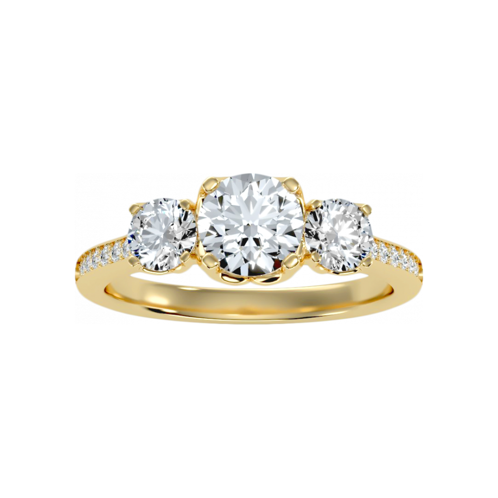 Elegance Three Round Diamond Shaped Ring In 925 Sterling Silver - Eight
