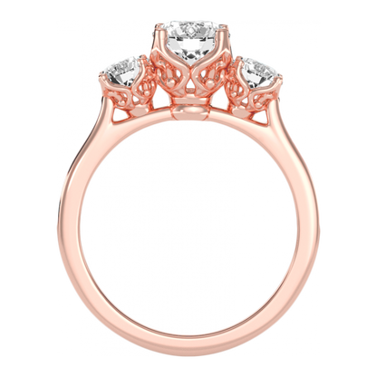 Elegance Three Round Diamond Shaped Ring - Nine
