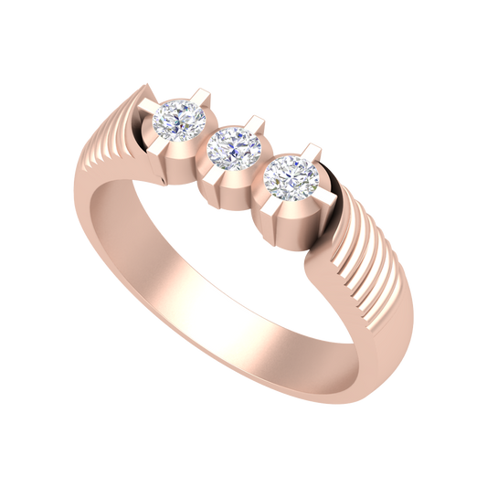 Elegant Essence Tri Stone Men's Ring In 925 Sterling Silver - One