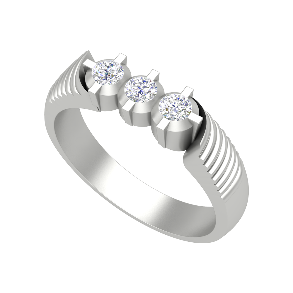 Elegant Essence Tri Stone Men's Ring - Five