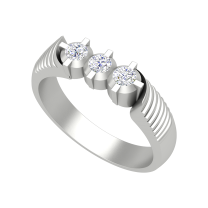 Elegant Essence Tri Stone Men's Ring In 925 Sterling Silver - Five