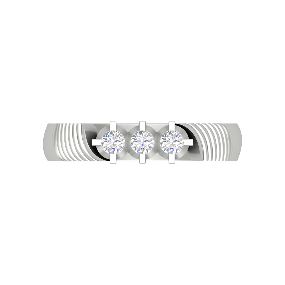 Elegant Essence Tri Stone Men's Ring In 925 Sterling Silver - Six