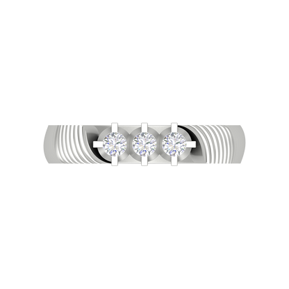 Elegant Essence Tri Stone Men's Ring In 925 Sterling Silver - Six
