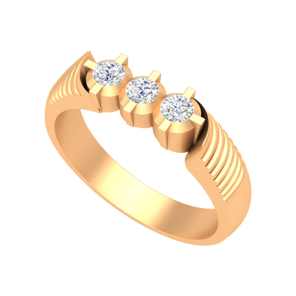 Elegant Essence Tri Stone Men's Ring In 925 Sterling Silver - Nine